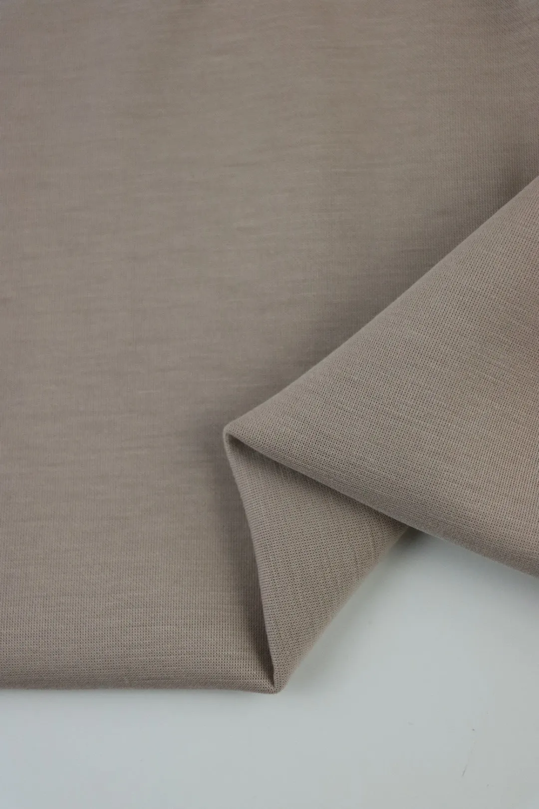1YD 33IN REMNANT; Taupe Cupro Double Knit Techno