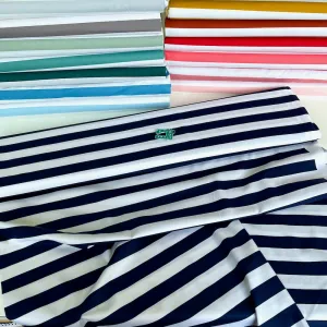 25mm Beach Stripe - Cotton Poplin - Navy Blue