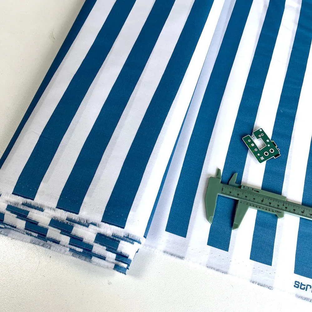 25mm Beach Stripe - Cotton Poplin - Navy Blue