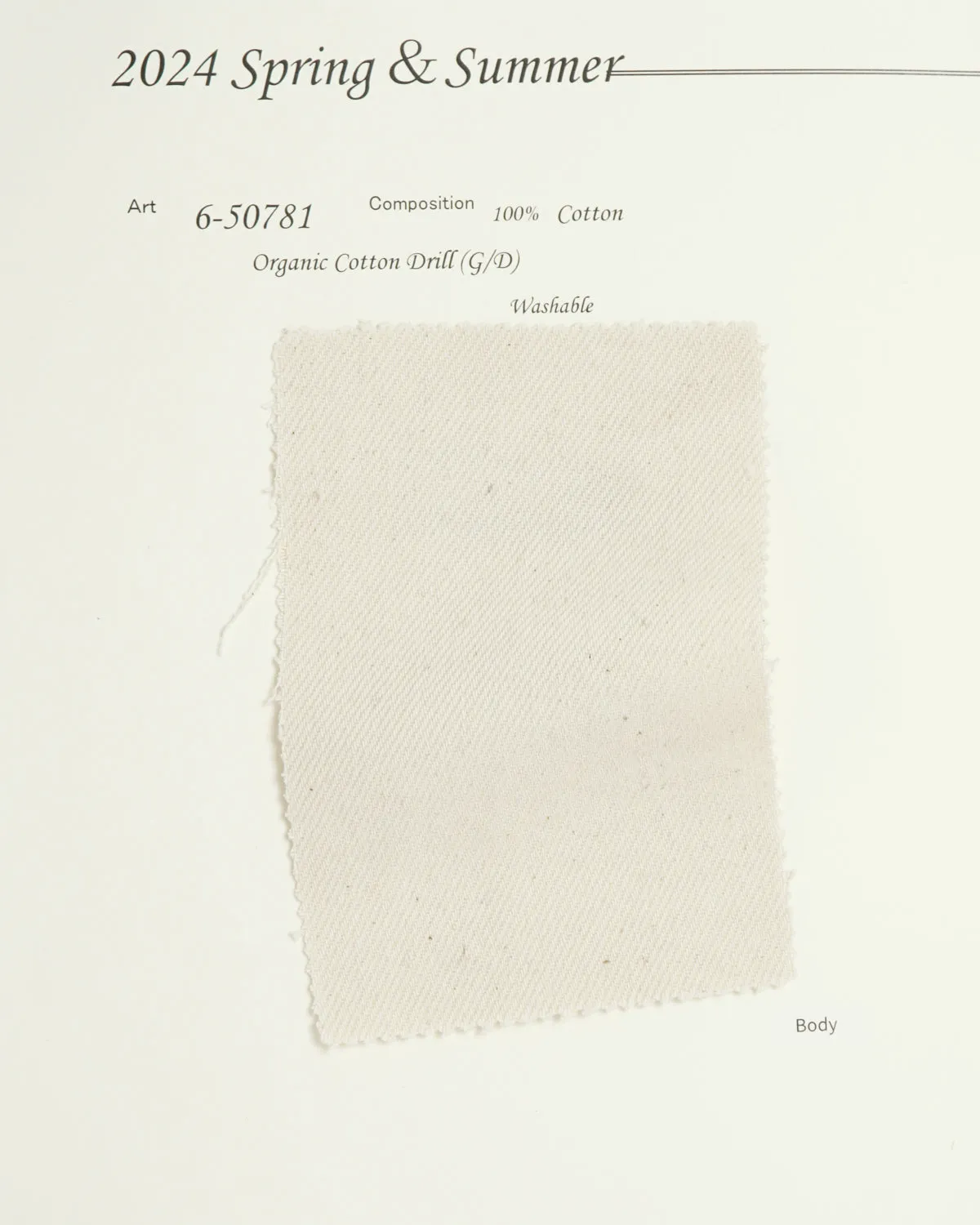 6-50781 Garment Dyed Organic Cotton Drill