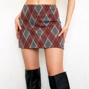 90s Sparkly Plaid Mini Skirt