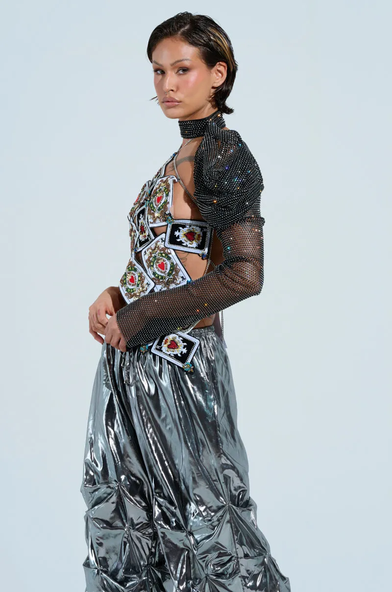 ADDED DRAMA RHINESTONE SLEEVE