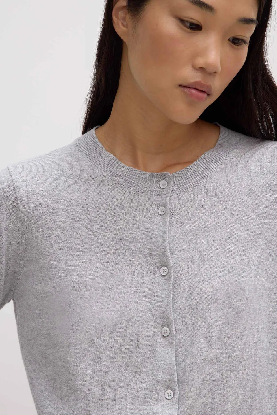 Assembly Label - Semra Cotton Cashmere Cardigan, Grey Marle