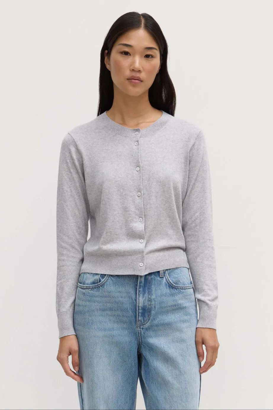 Assembly Label - Semra Cotton Cashmere Cardigan, Grey Marle