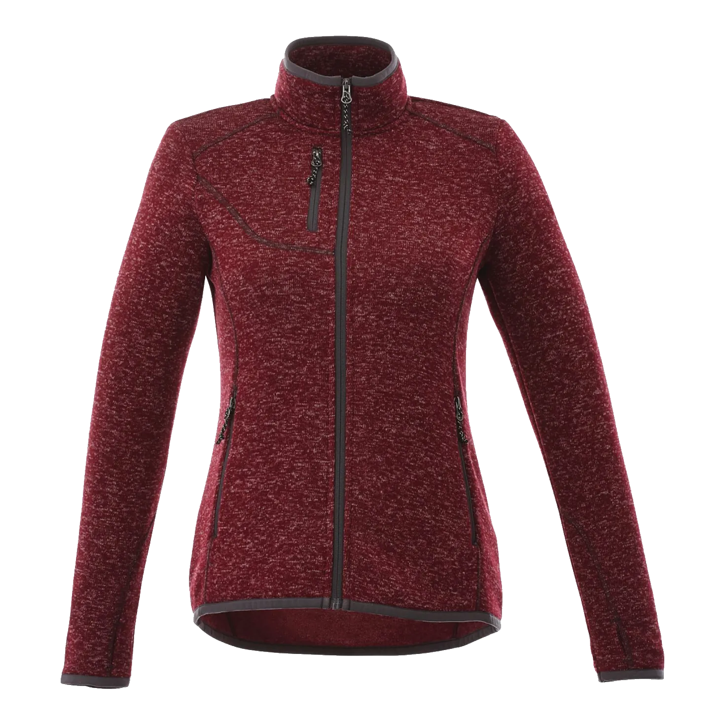 B2493W Women's Sweater Knit Full Zip Jacket with Thumb Holes