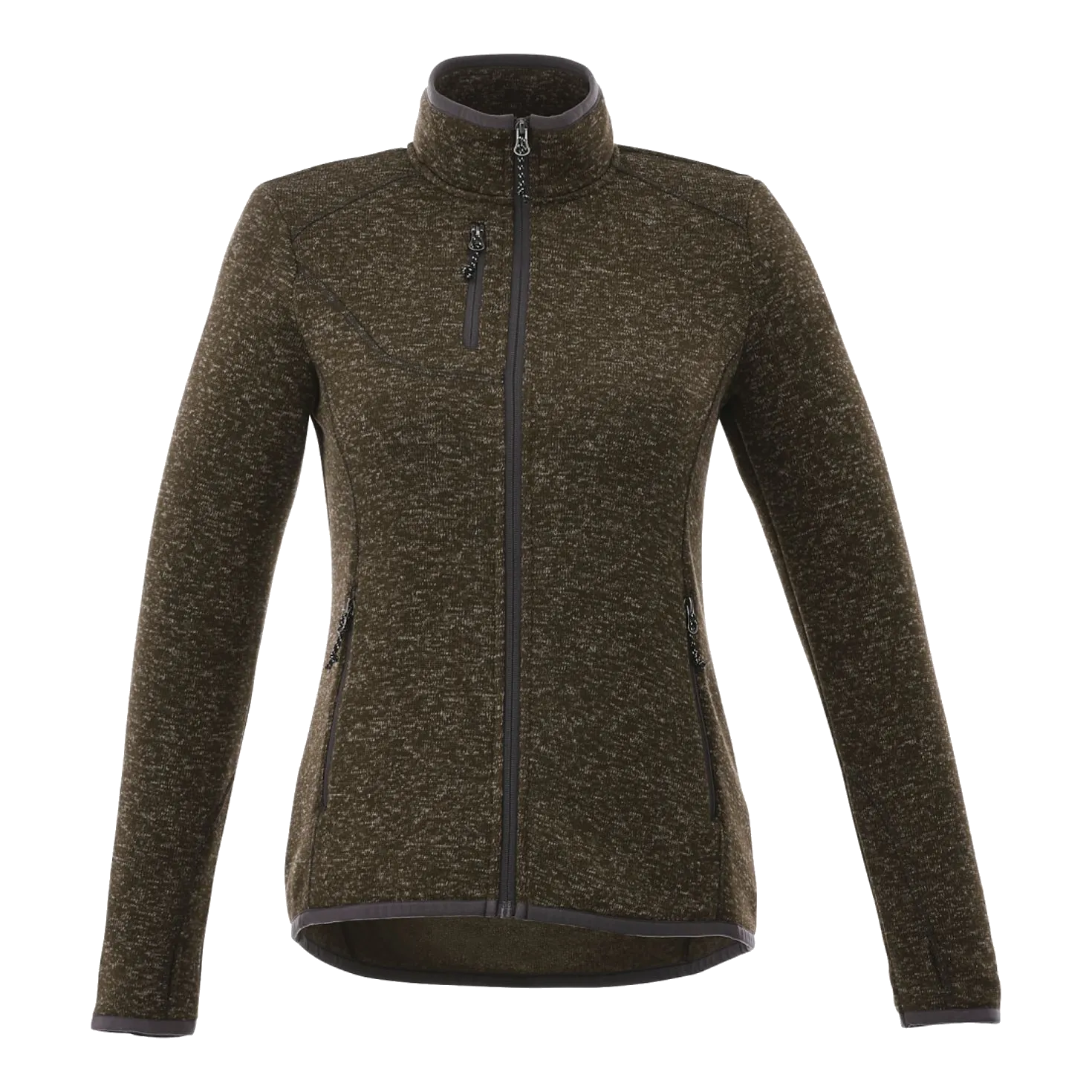 B2493W Women's Sweater Knit Full Zip Jacket with Thumb Holes