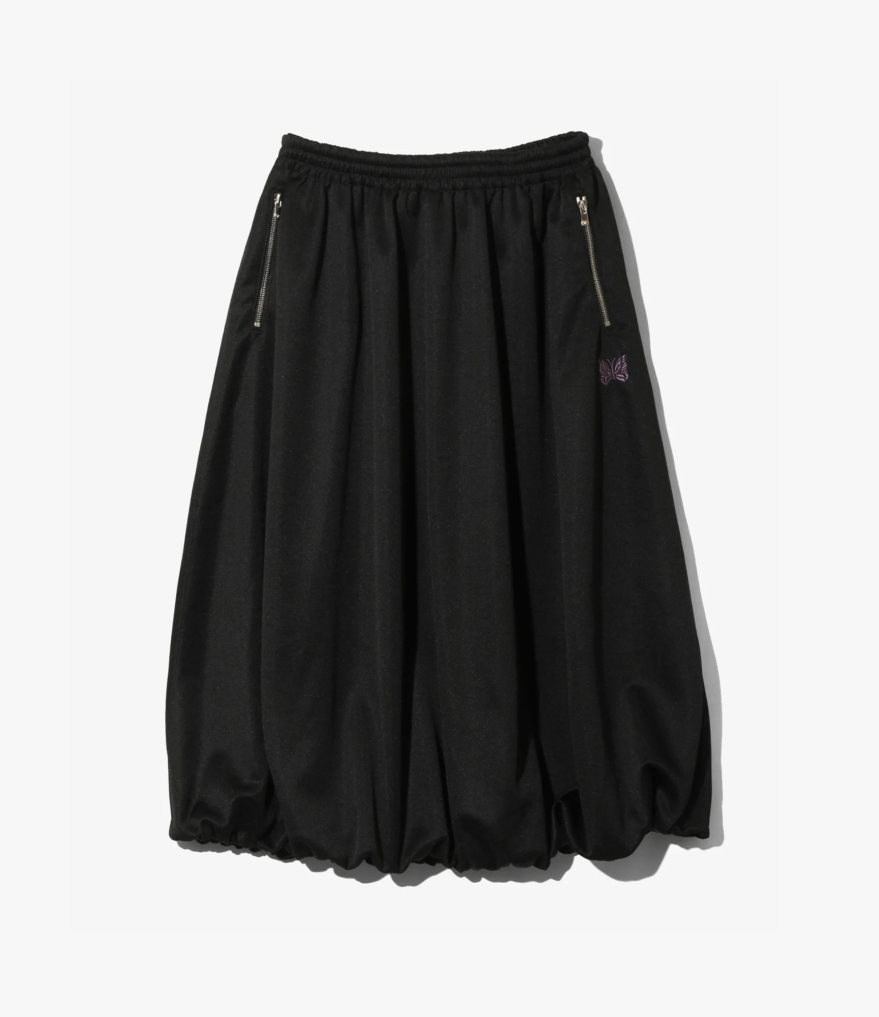 Balloon Track Skirt – Black Smooth Polyester