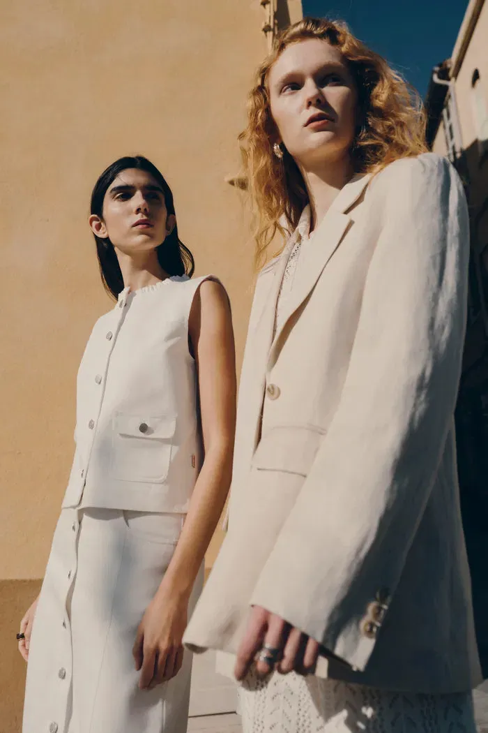 Barra Suit Blazer in Silk Linen