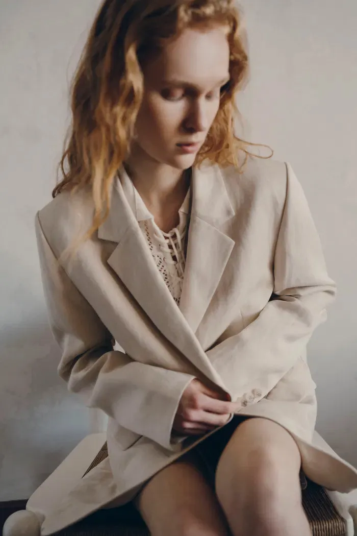 Barra Suit Blazer in Silk Linen