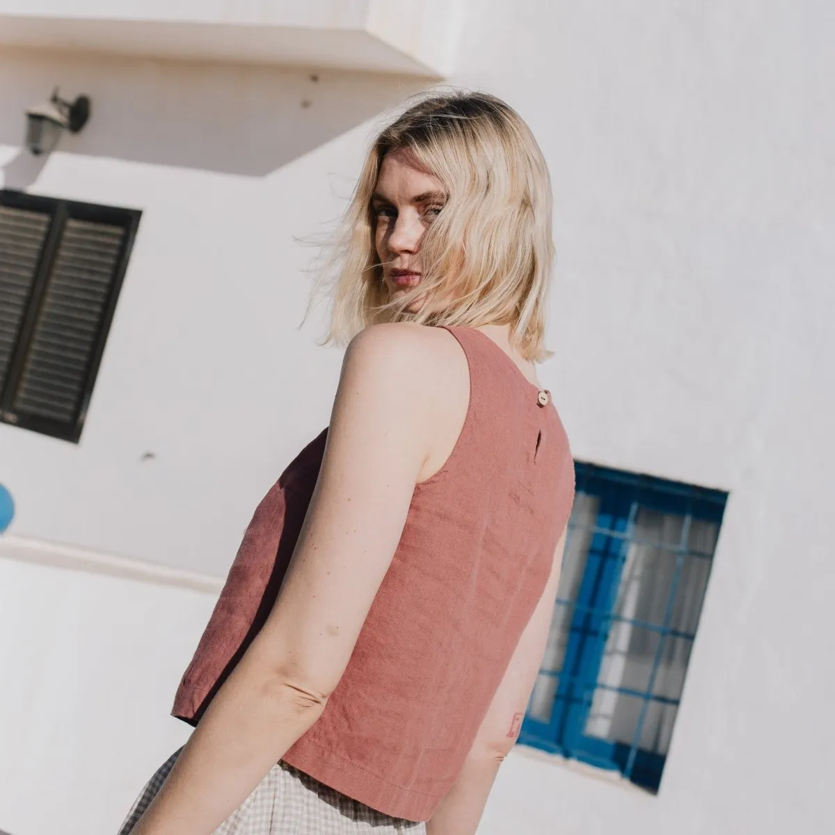 BAY cropped linen top