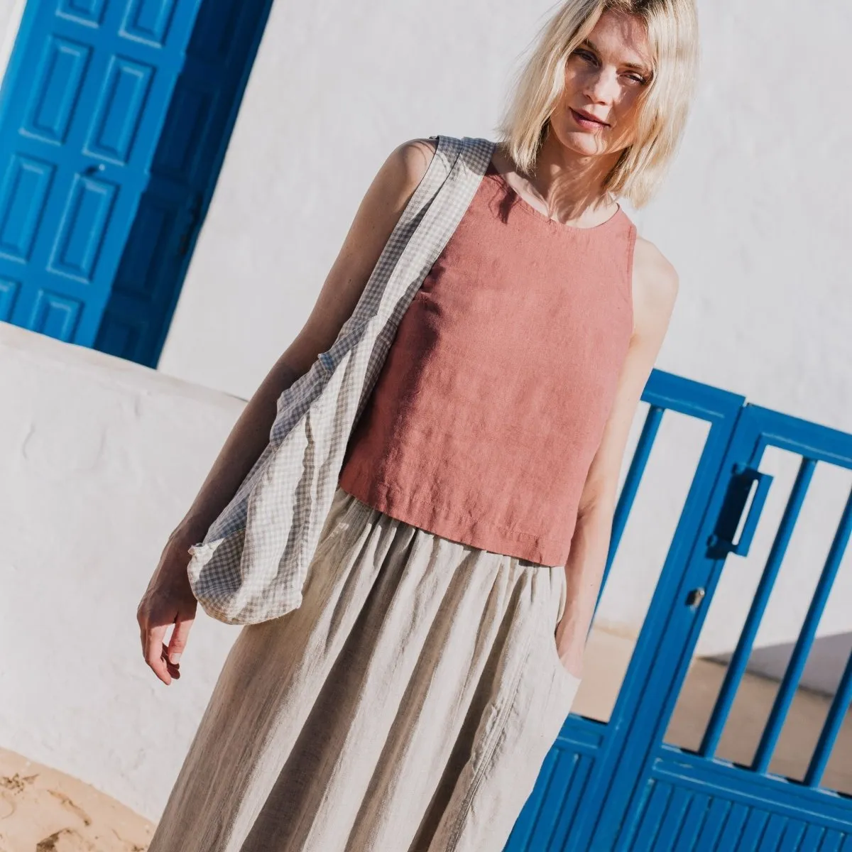 BAY cropped linen top