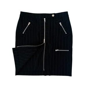 Bebe Pinstriped Double Zip Skirt (M)