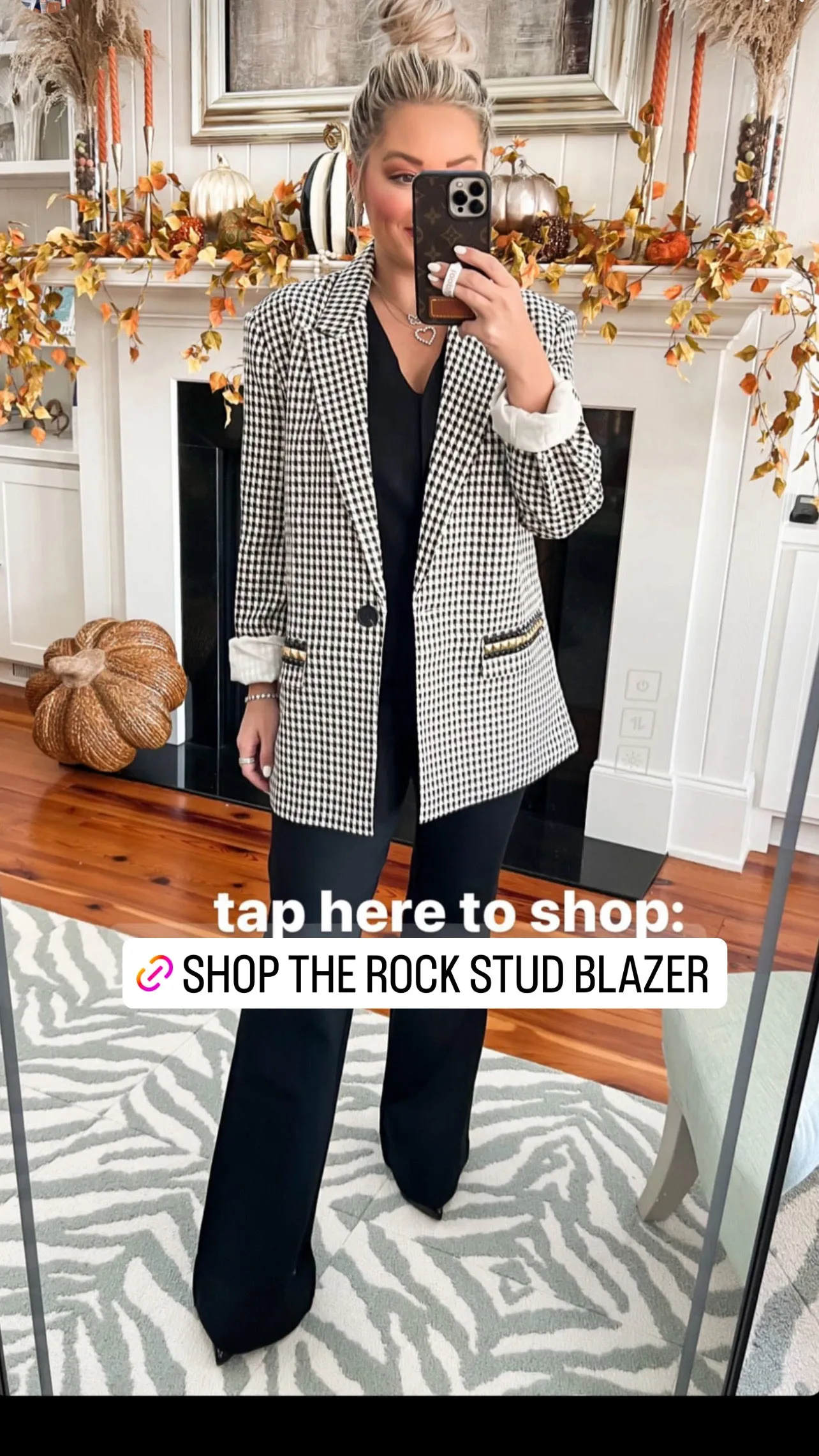 BEST SELLER!! The Rock Studded Houndstooth Blazer