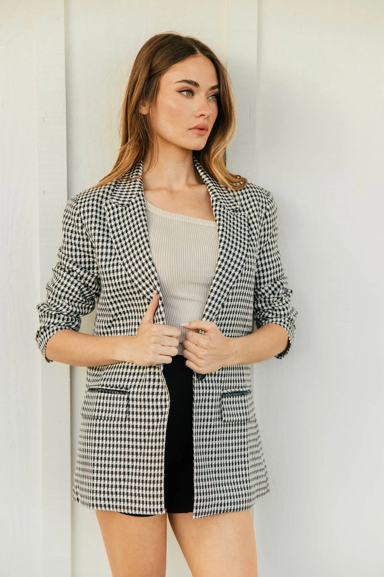 BEST SELLER!! The Rock Studded Houndstooth Blazer