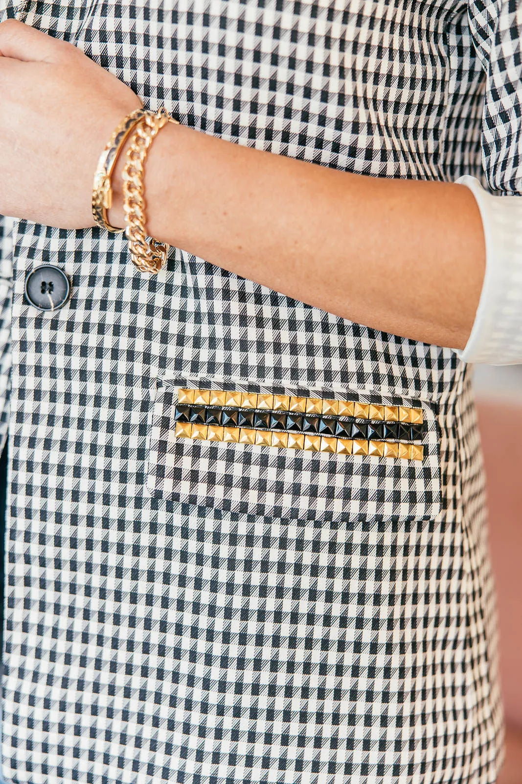 BEST SELLER!! The Rock Studded Houndstooth Blazer