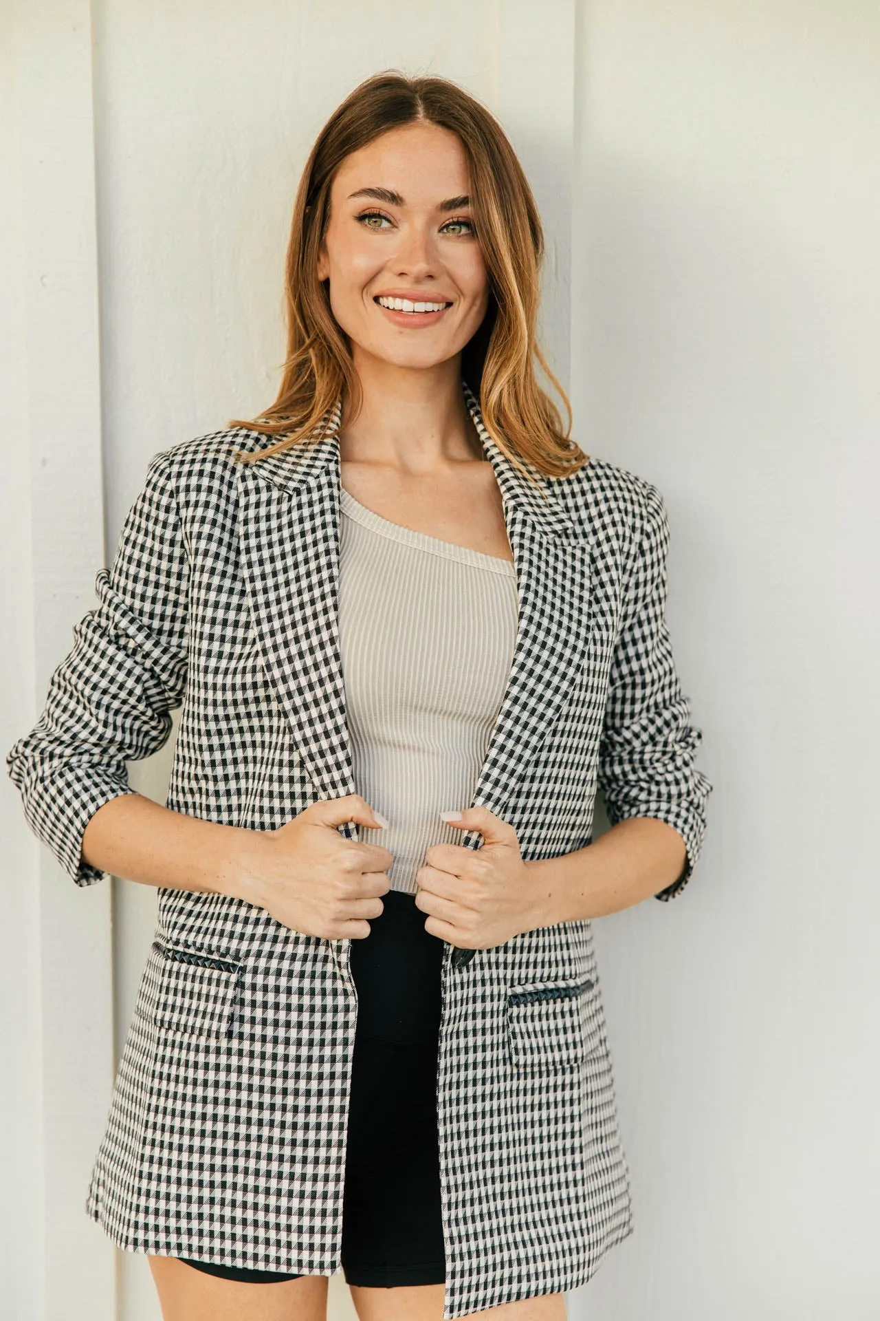 BEST SELLER!! The Rock Studded Houndstooth Blazer