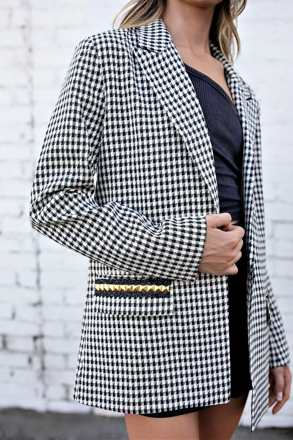 BEST SELLER!! The Rock Studded Houndstooth Blazer
