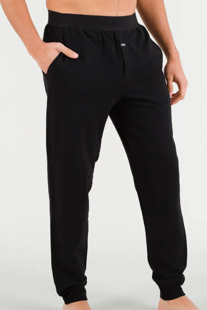 Black Lounge Pants in Pima Cotton