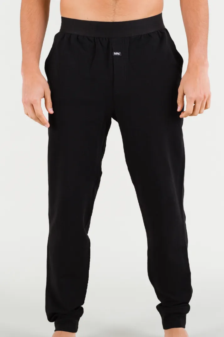 Black Lounge Pants in Pima Cotton