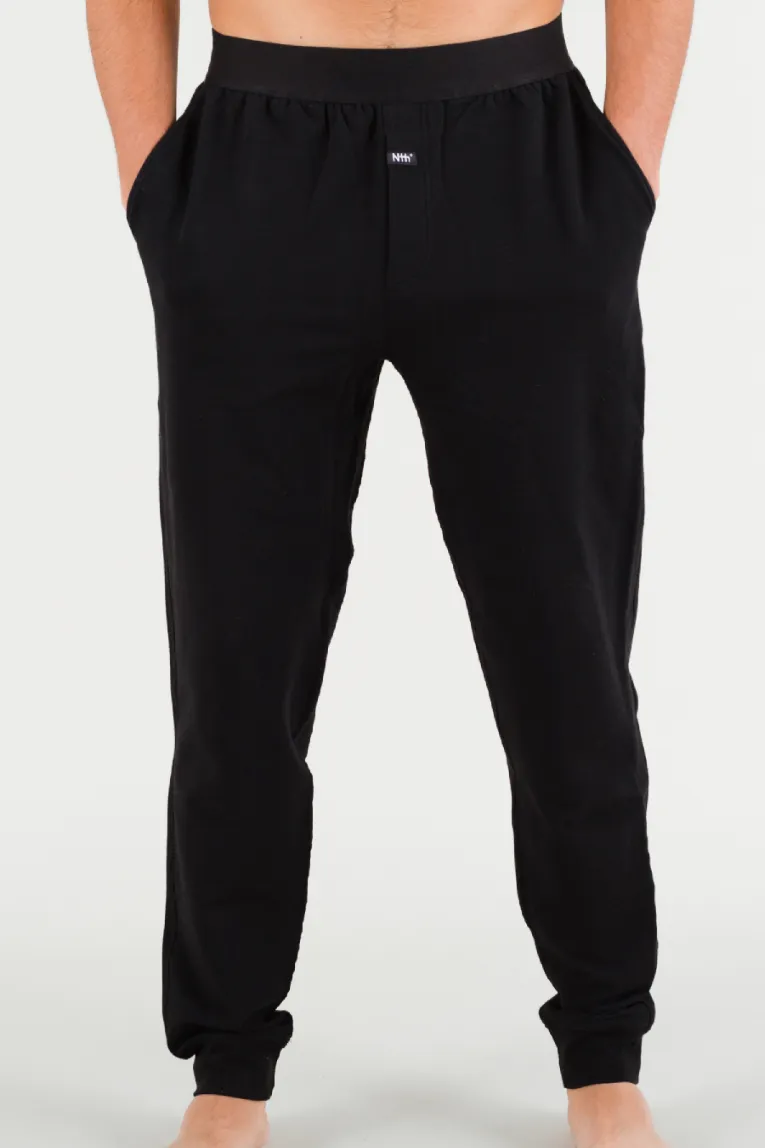 Black Lounge Pants in Pima Cotton