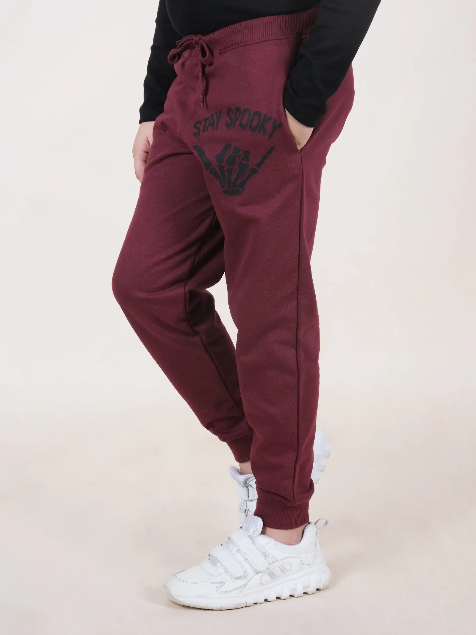 Boys Fleece Printed Straight Pocket Track Pant