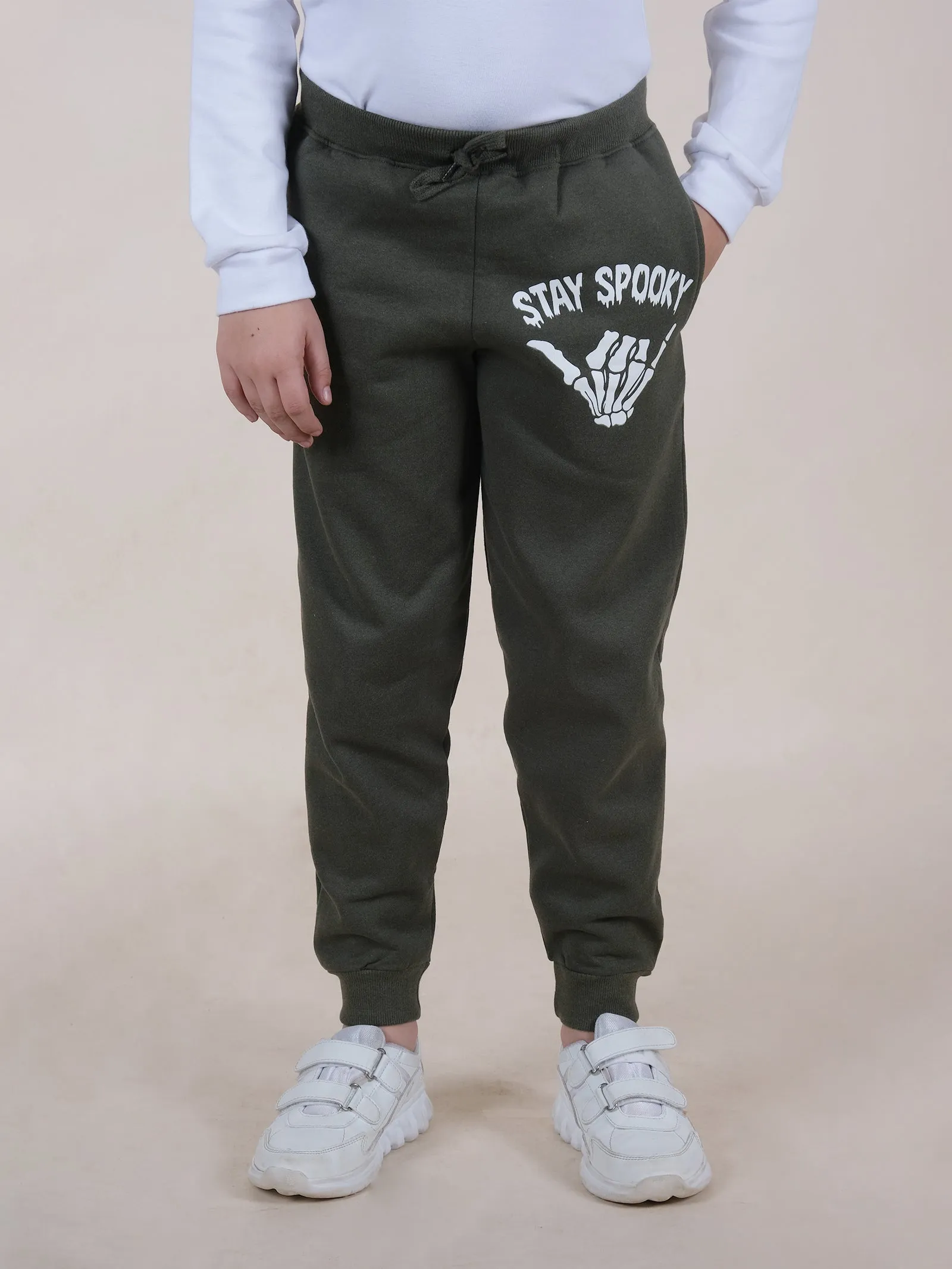 Boys Fleece Printed Straight Pocket Track Pant