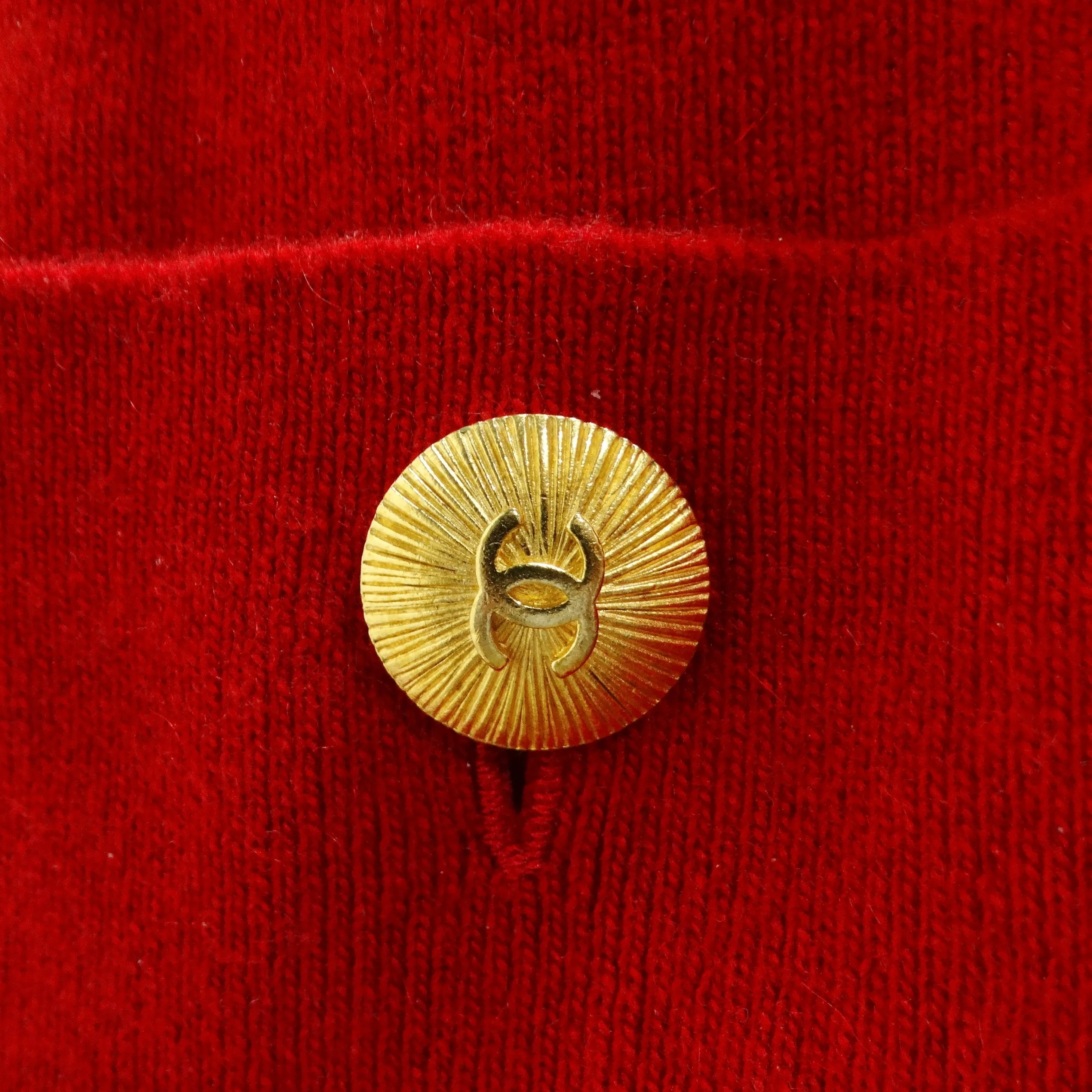 Chanel 90s Red Cashmere Pocket Scarf