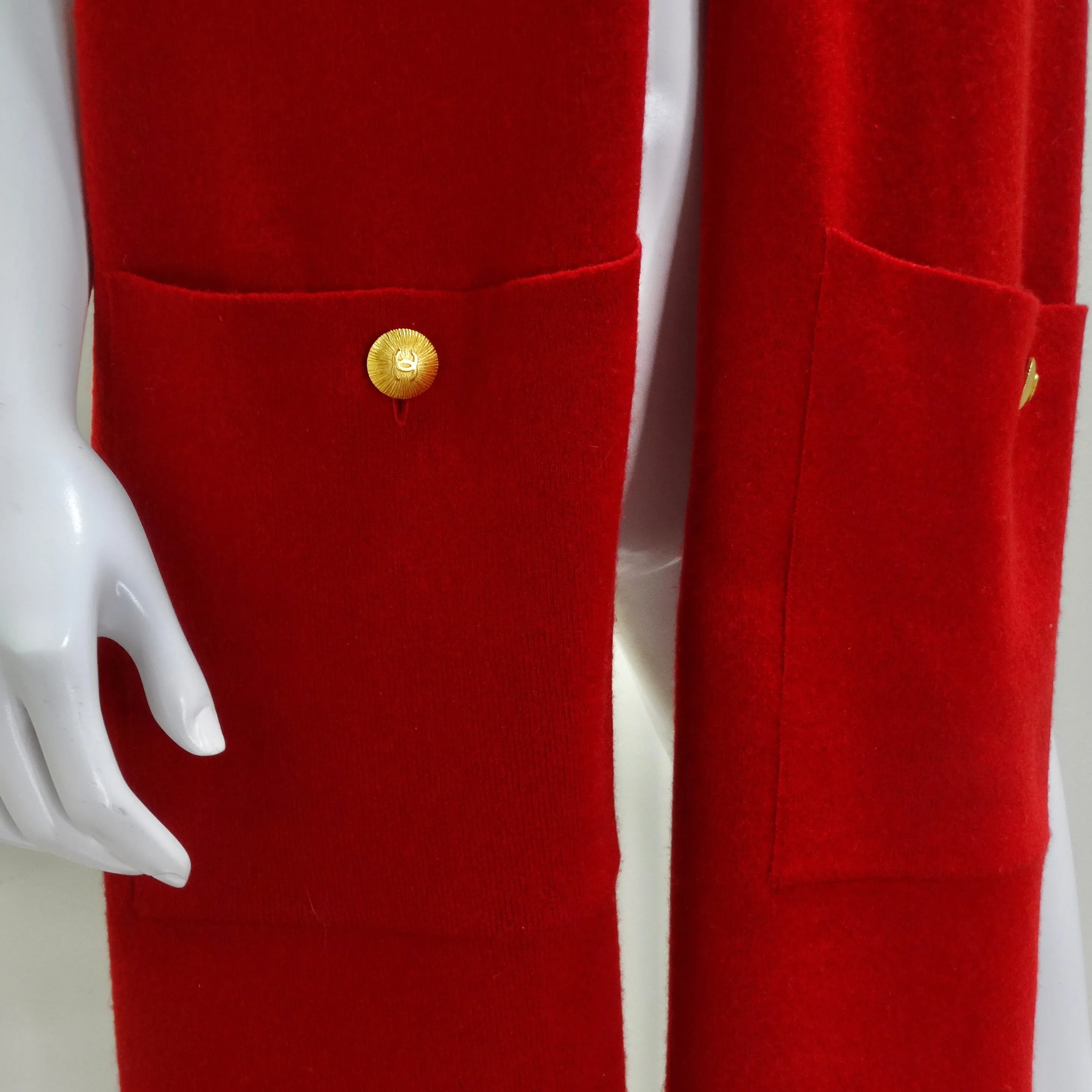 Chanel 90s Red Cashmere Pocket Scarf