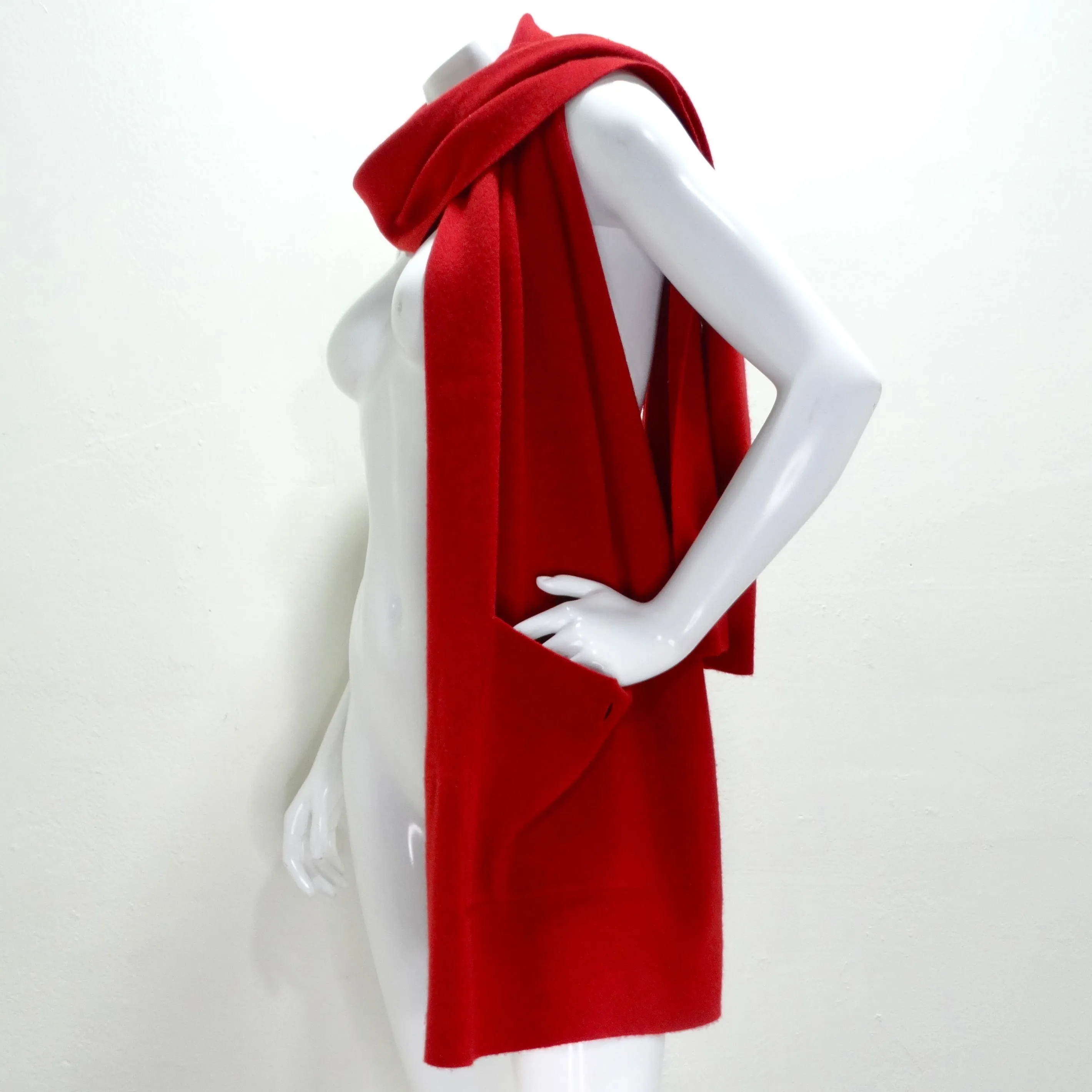 Chanel 90s Red Cashmere Pocket Scarf