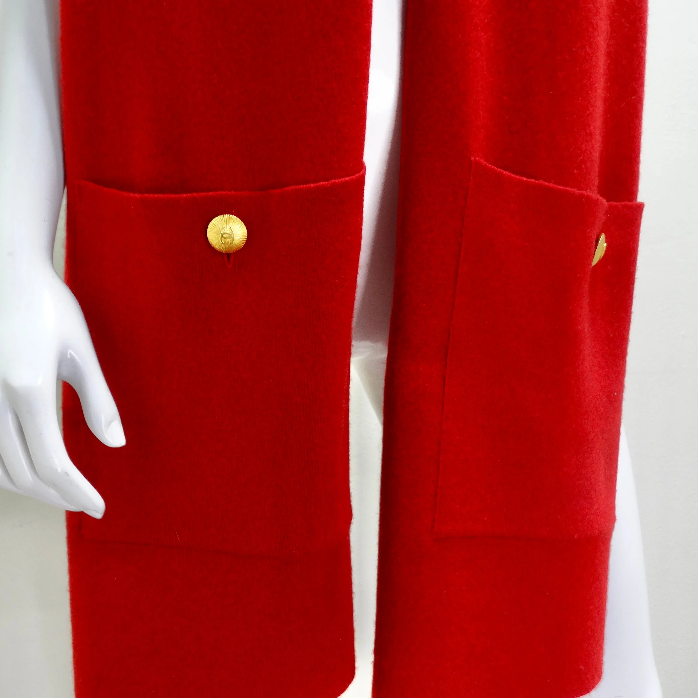 Chanel 90s Red Cashmere Pocket Scarf