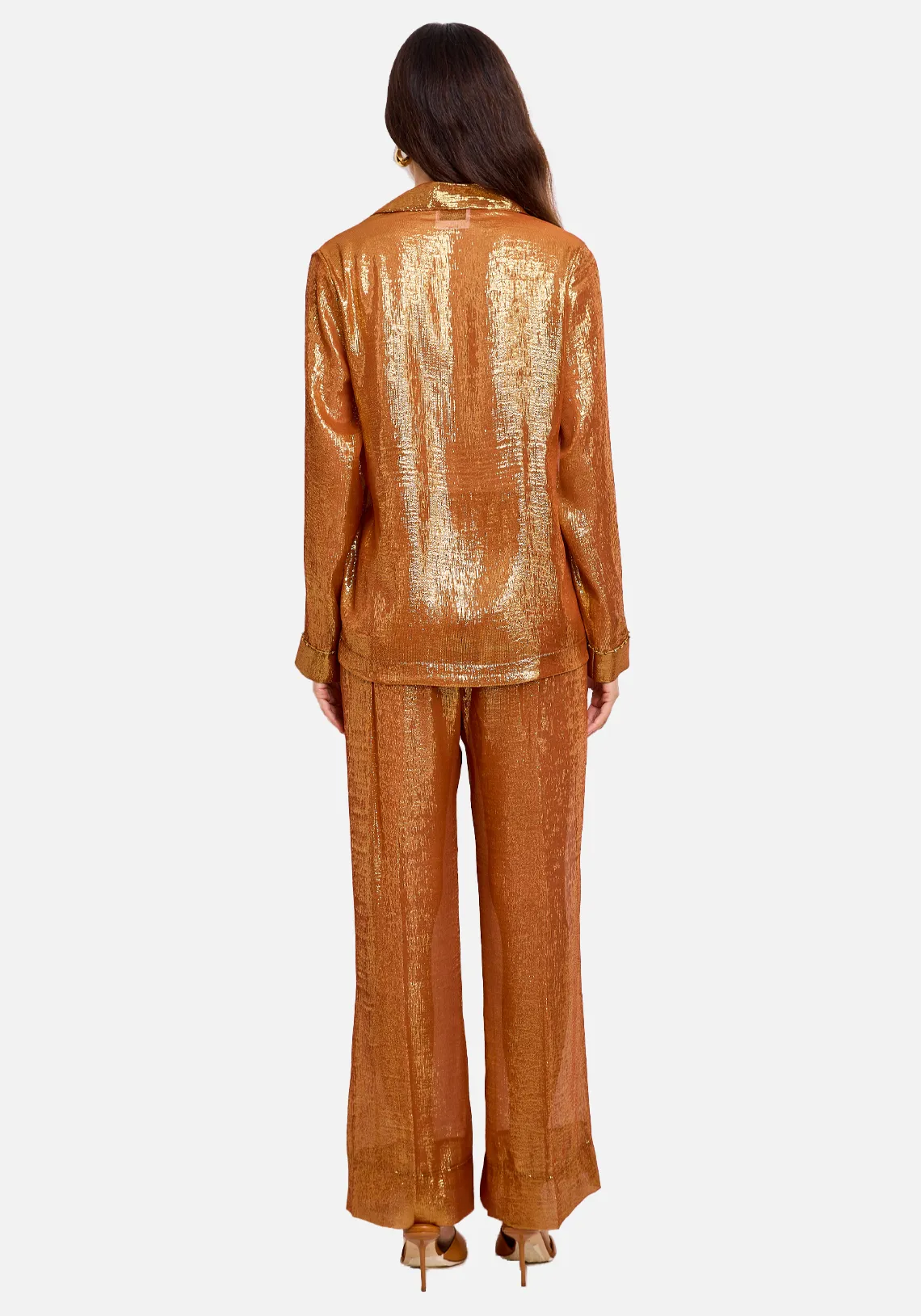 CHIC CHIFFRON LUREX SILK AND BEADS SHIRT