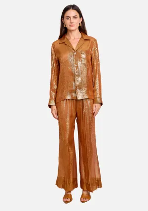 CHIC CHIFFRON LUREX SILK AND BEADS SHIRT