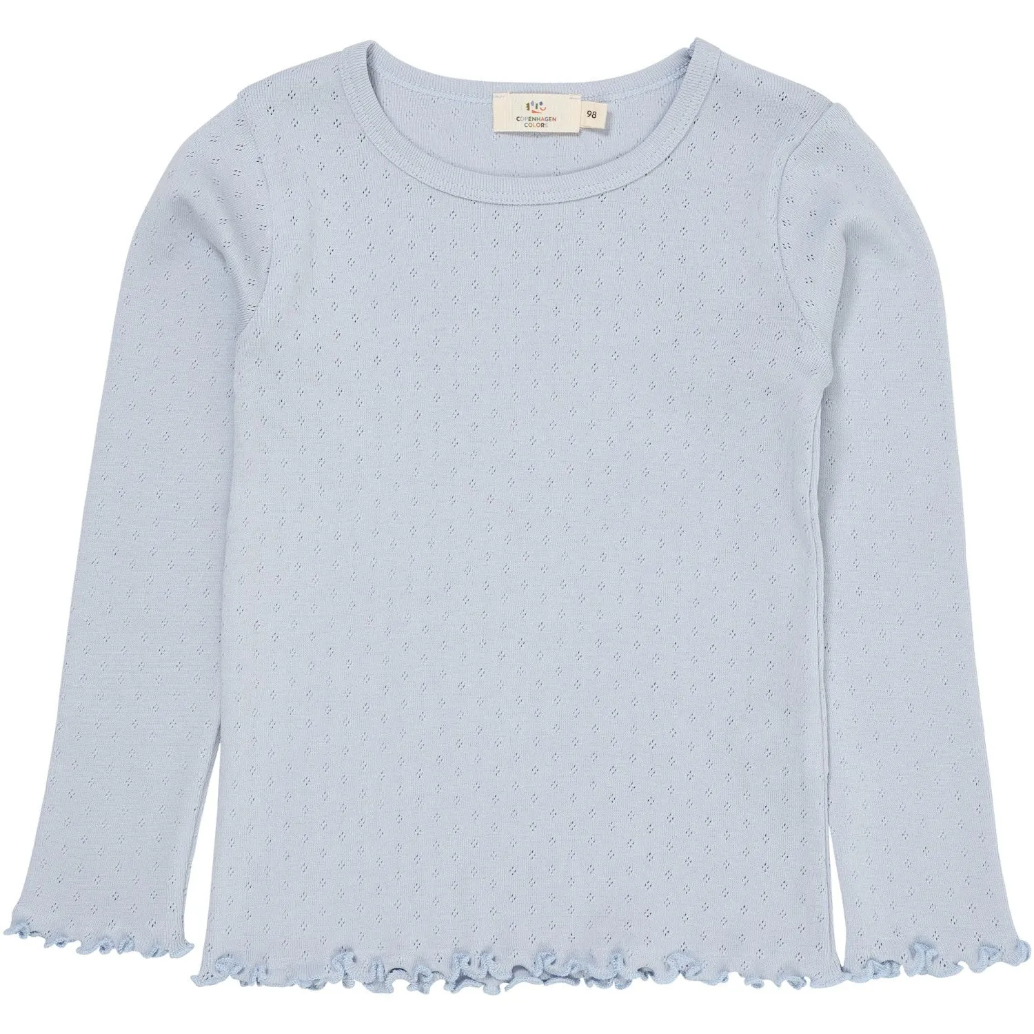 COPENHAGEN COLORS Dusty Blue Summer Pointelle Ls Tee