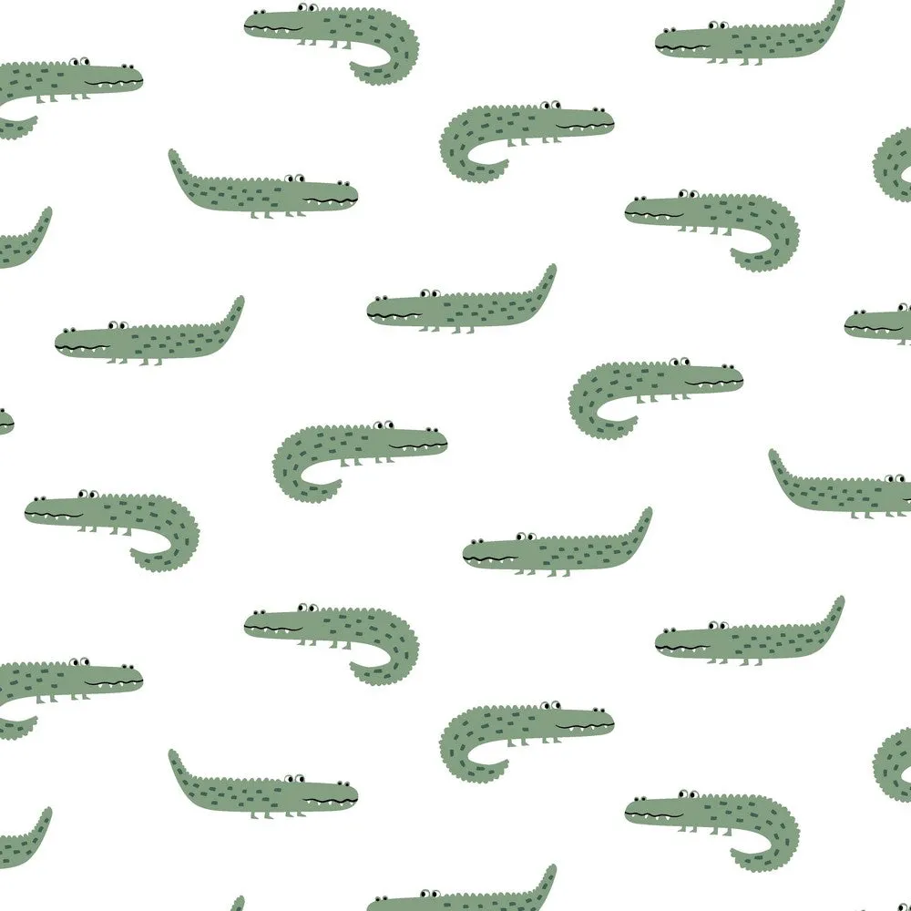 Cotton Poplin Fabric - Later Alligator - White