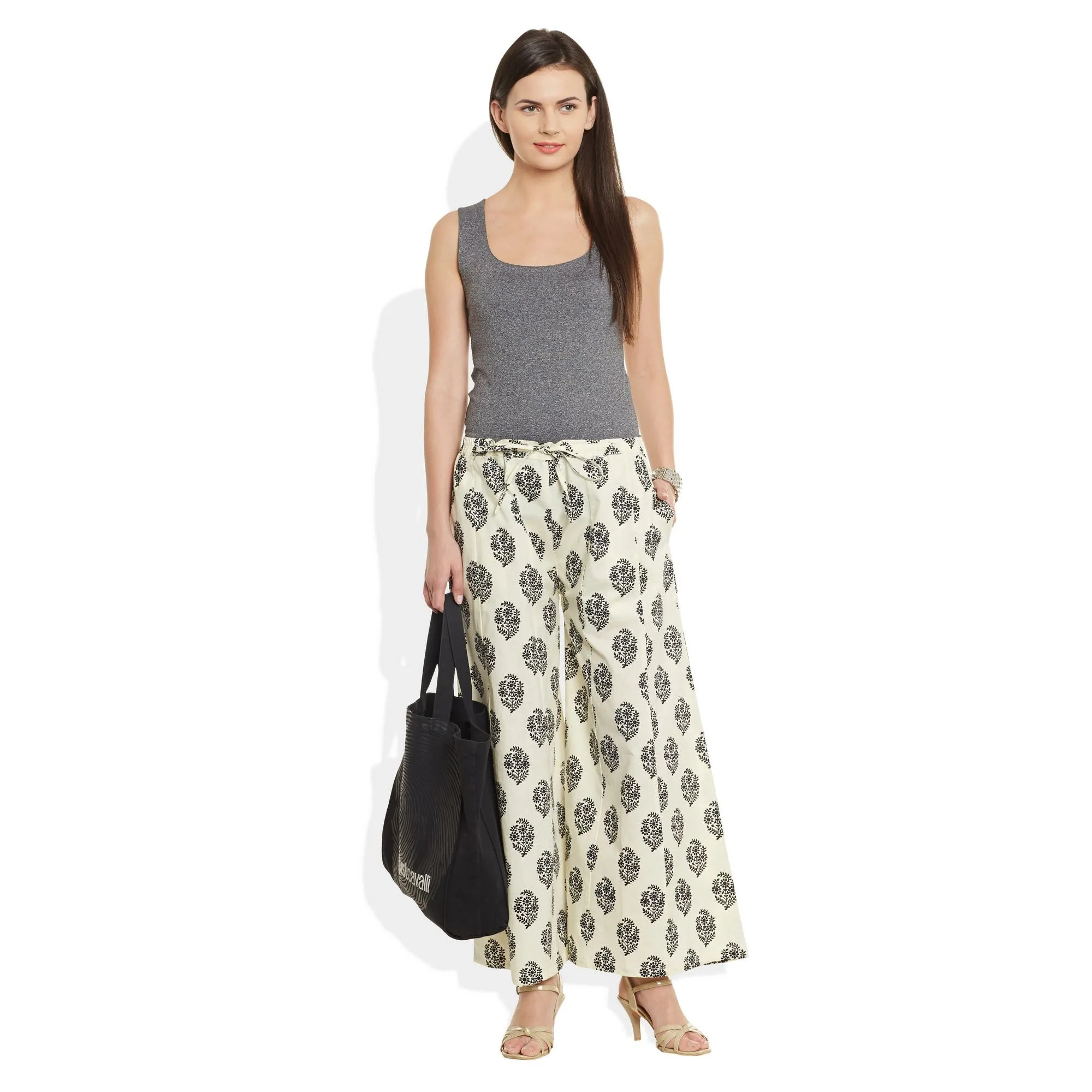 Cotton Printed Palazzo Pants For Women Indian,Large,W-CPLZL-2713