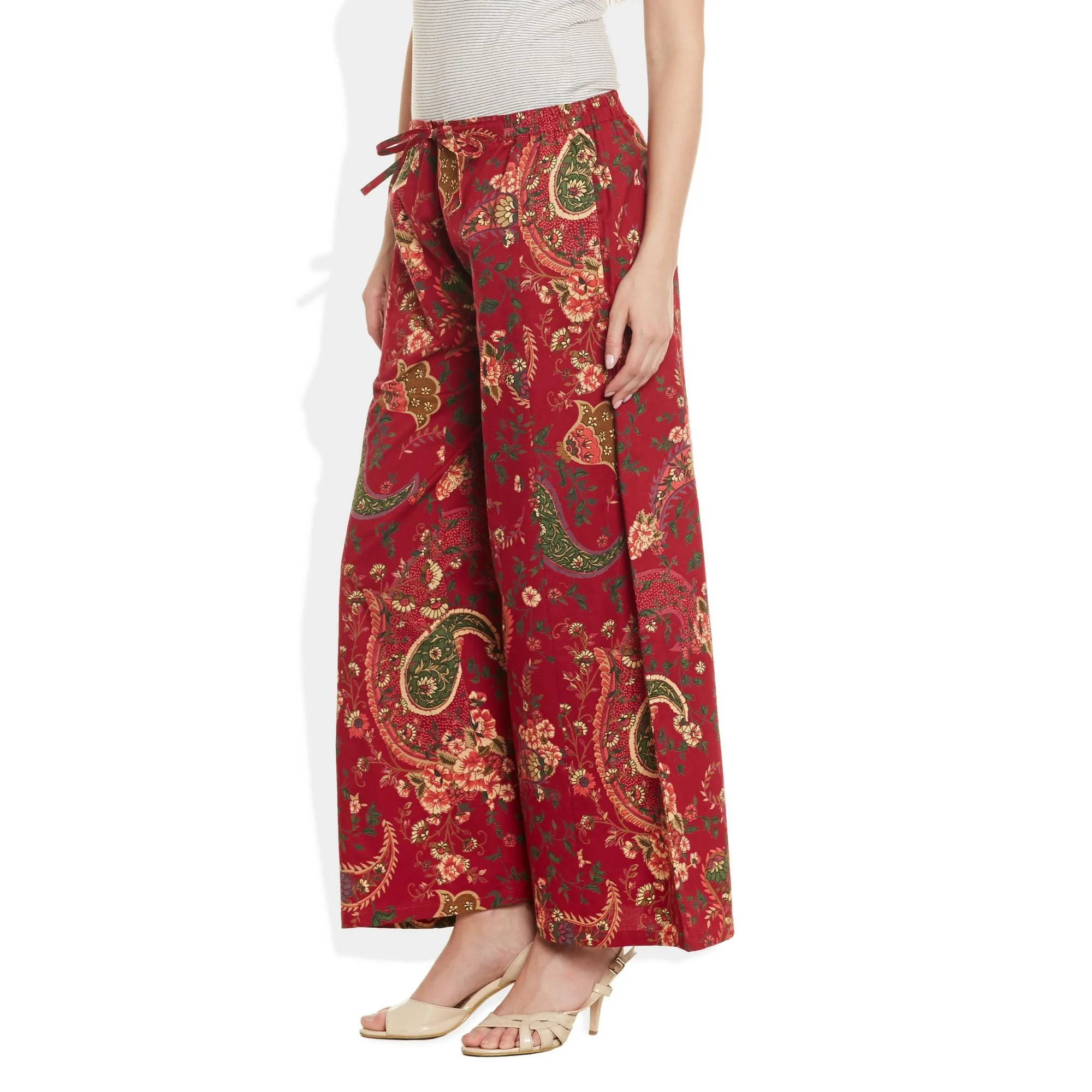 Cotton Printed Palazzo Pants For Women Indian,Large,W-CPLZL-2720