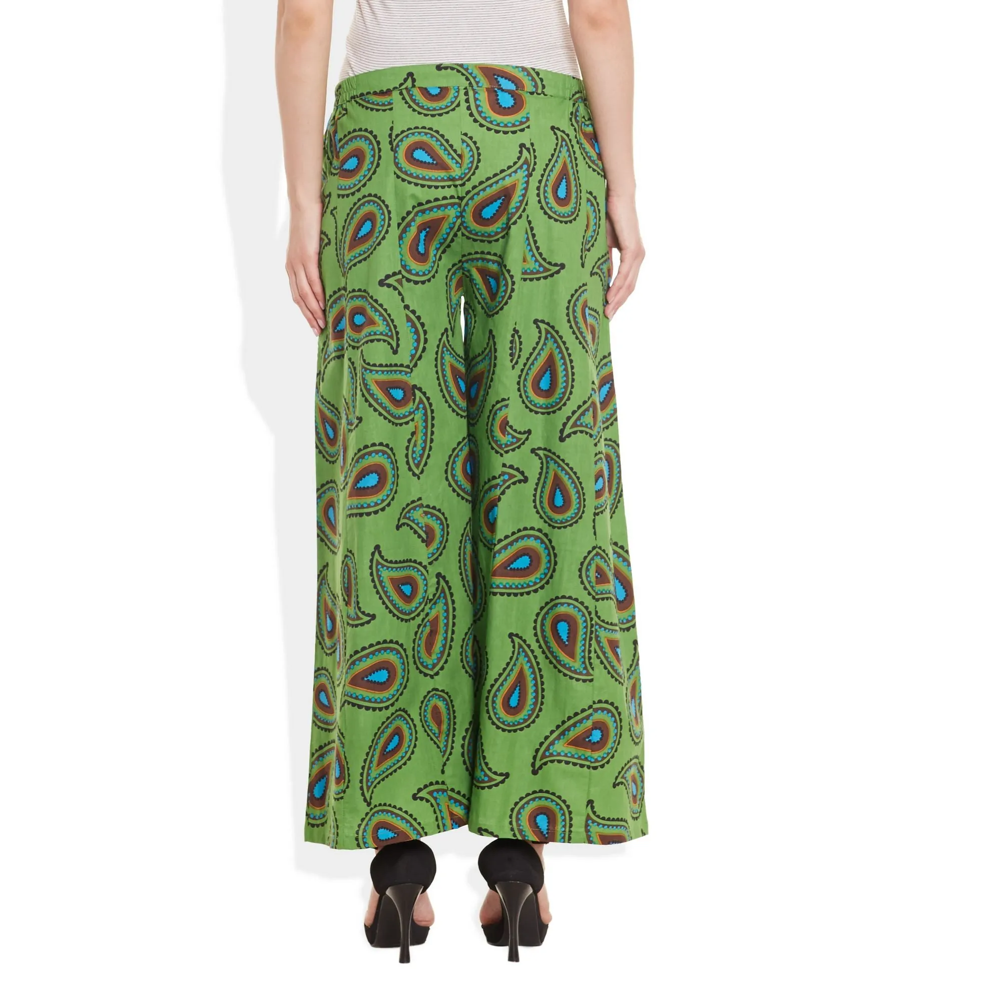 Cotton Printed Palazzo Pants For Women Indian,Large,W-CPLZL-2730