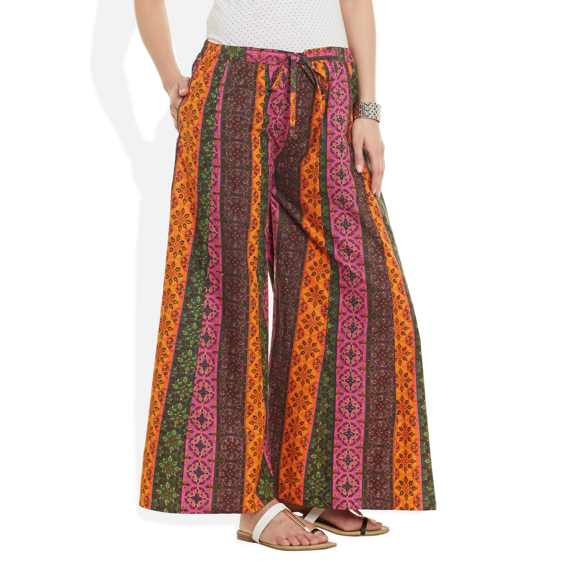 Cotton Printed Palazzo Pants For Women Indian,X-Large,W-CPLZXL-2736