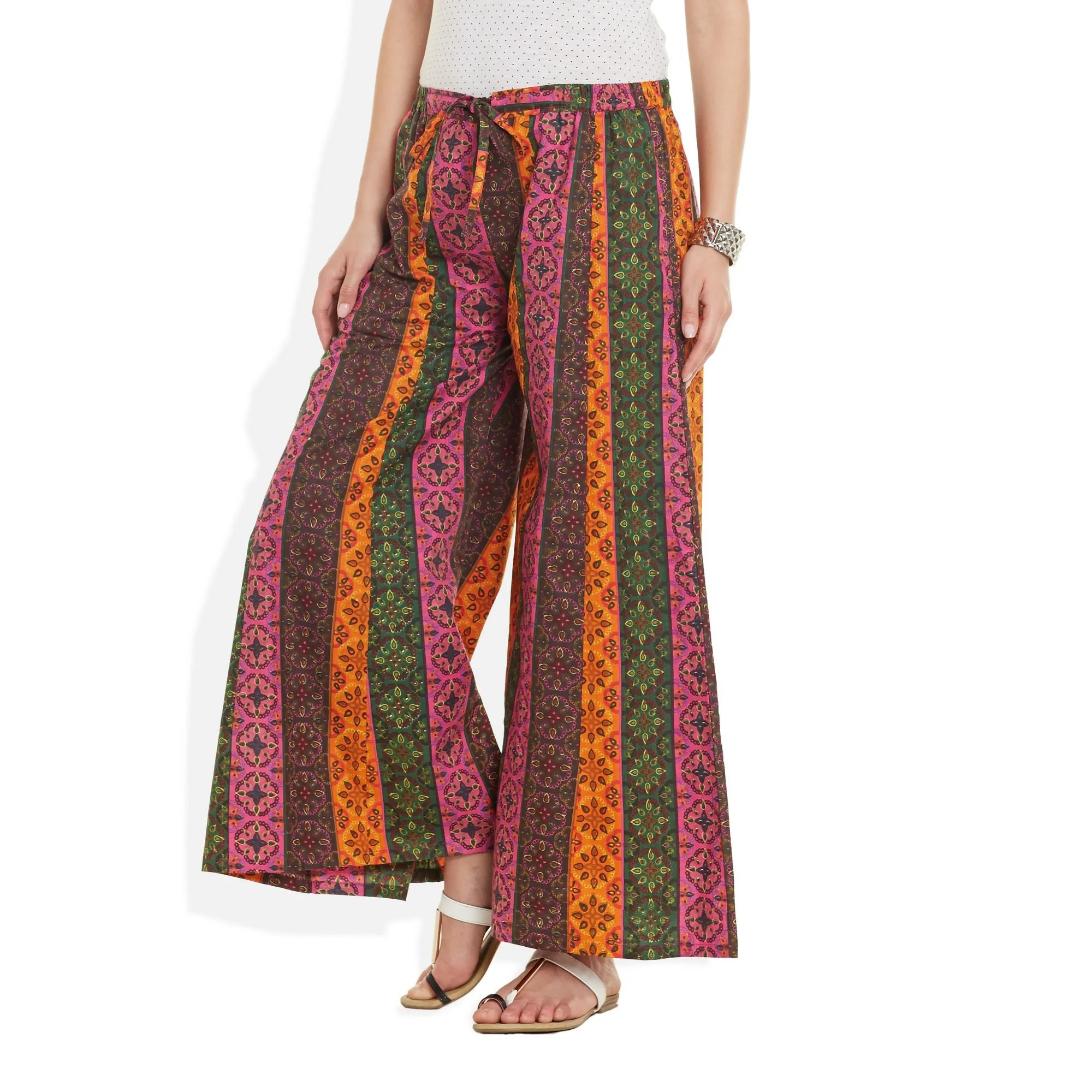 Cotton Printed Palazzo Pants For Women Indian,X-Large,W-CPLZXL-2736