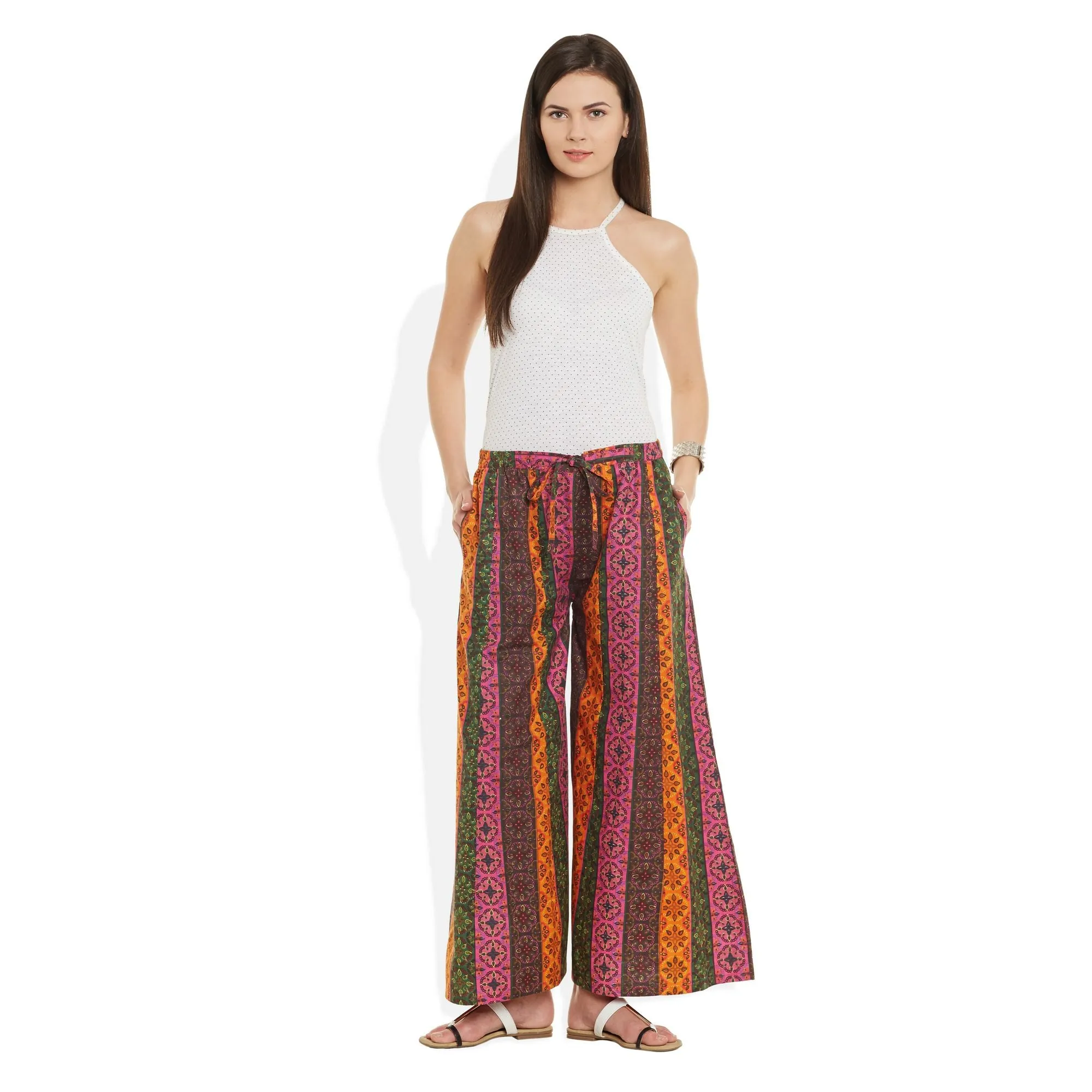 Cotton Printed Palazzo Pants For Women Indian,X-Large,W-CPLZXL-2736