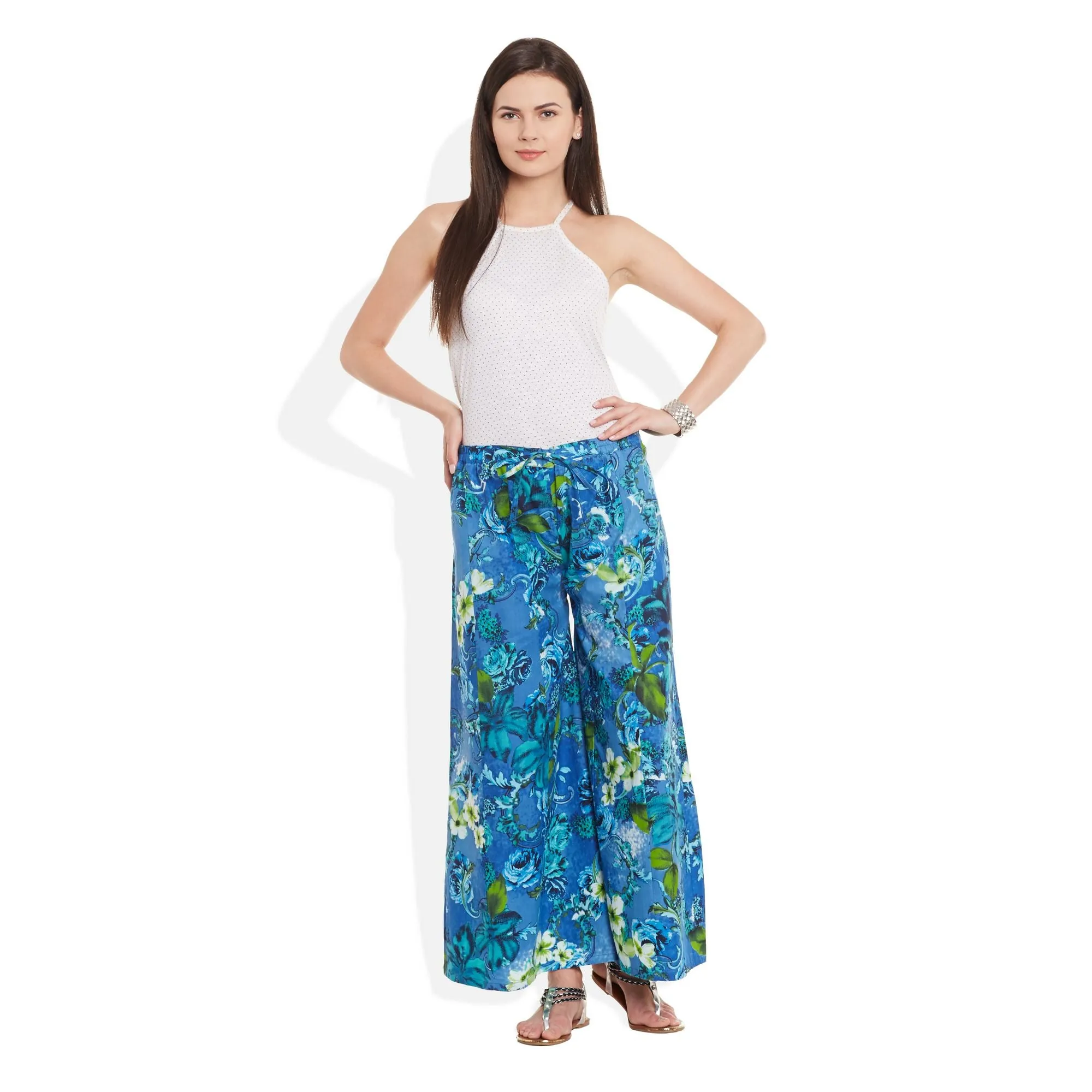 Cotton Printed Palazzo Pants For Women Indian,X-Large,W-CPLZXL-2737