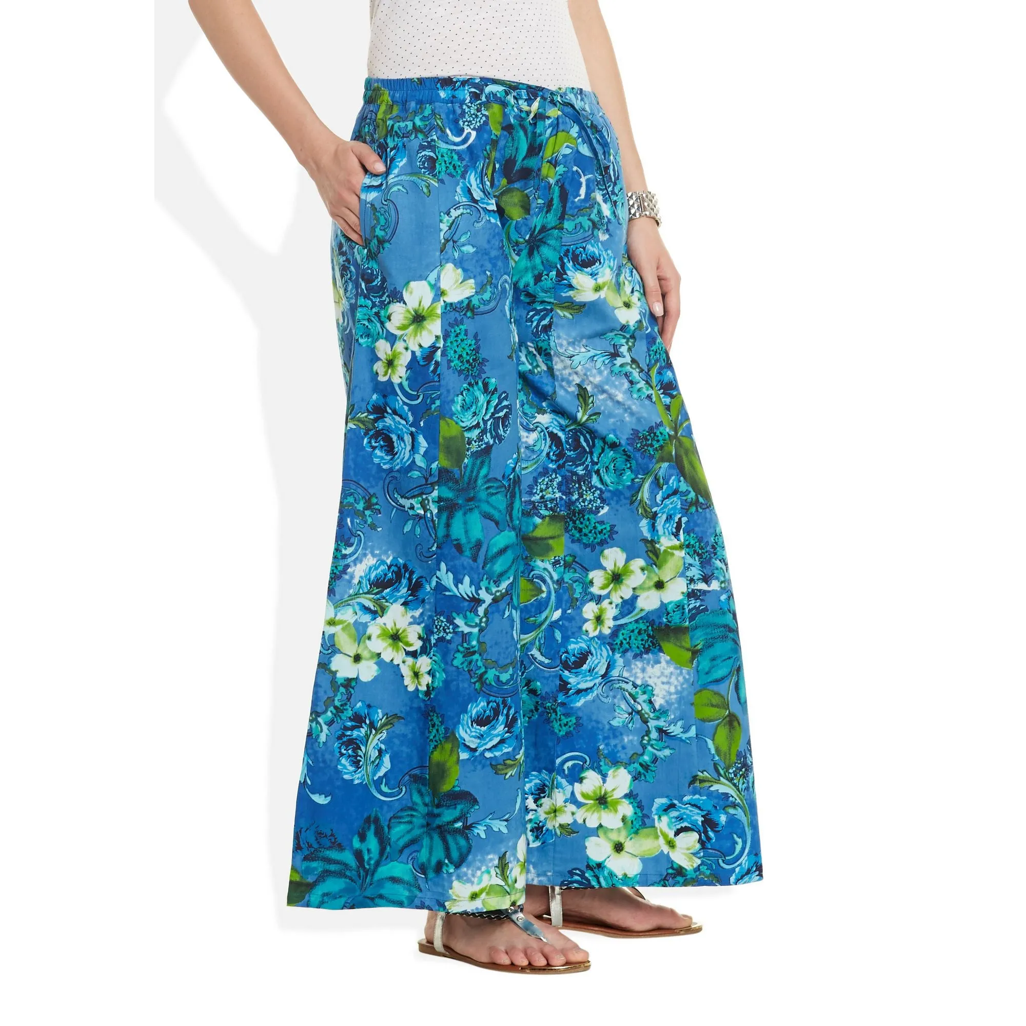 Cotton Printed Palazzo Pants For Women Indian,X-Large,W-CPLZXL-2737