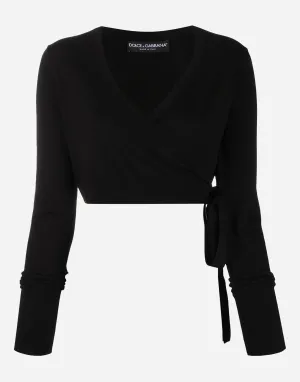 Cropped Wrapped Wool Cardigan