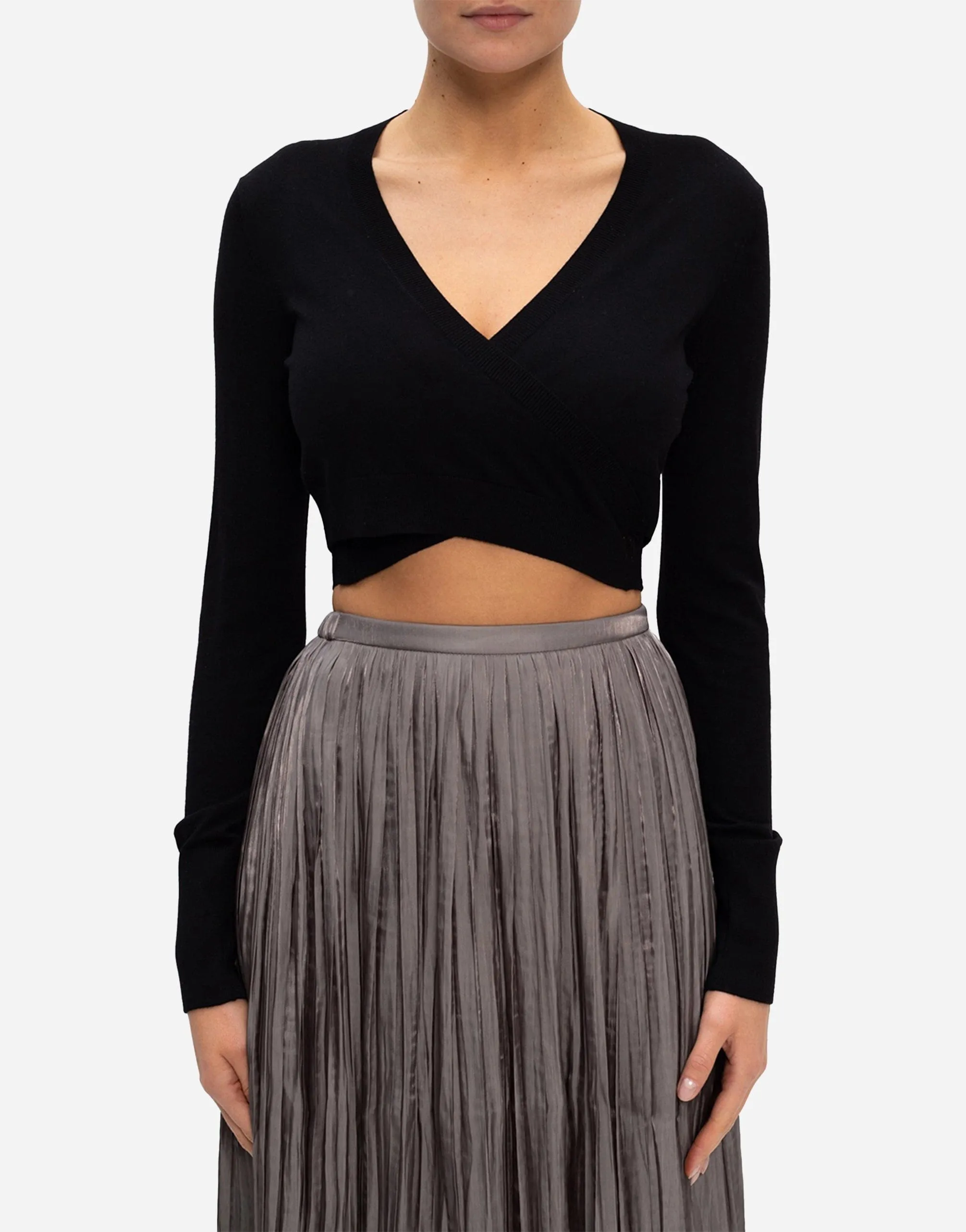 Cropped Wrapped Wool Cardigan