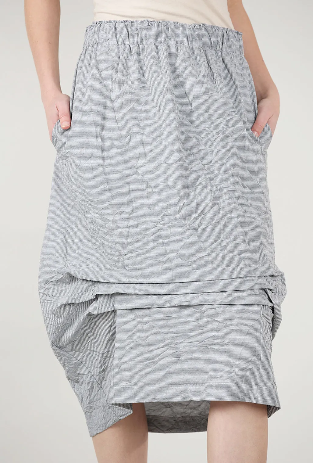 Crush Pinstripe Pintuck Skirt, Gray