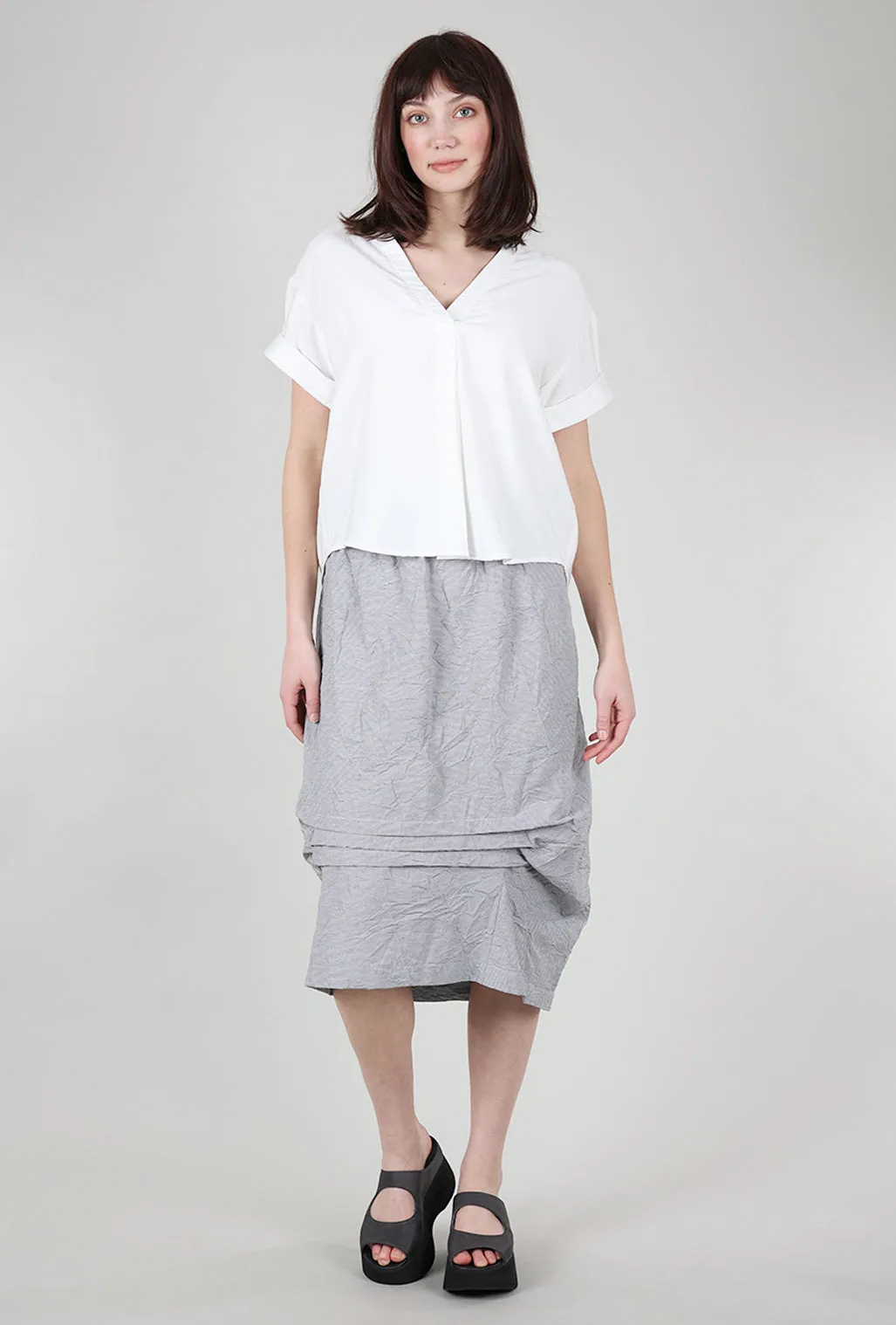 Crush Pinstripe Pintuck Skirt, Gray