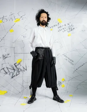 Deconstructed Pleated Wide-Leg Shorts