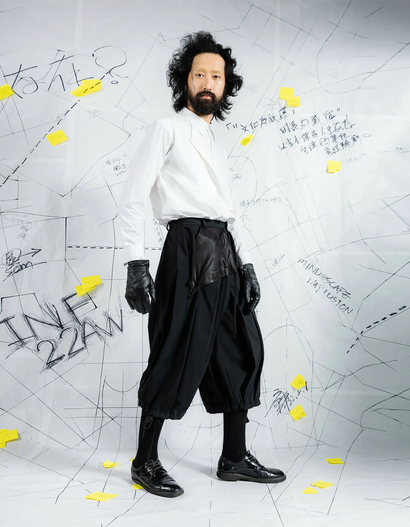 Deconstructed Pleated Wide-Leg Shorts