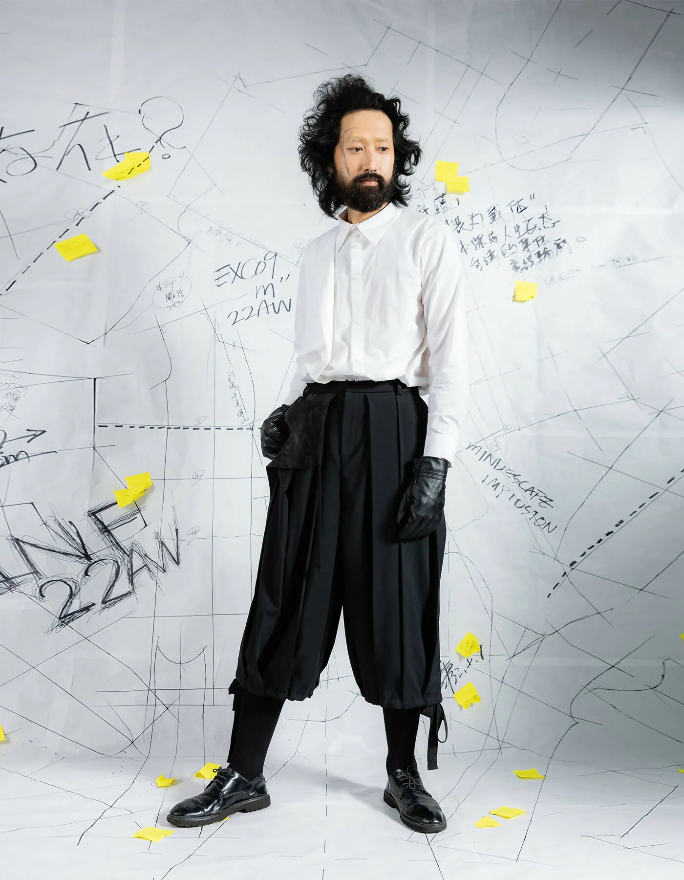 Deconstructed Pleated Wide-Leg Shorts