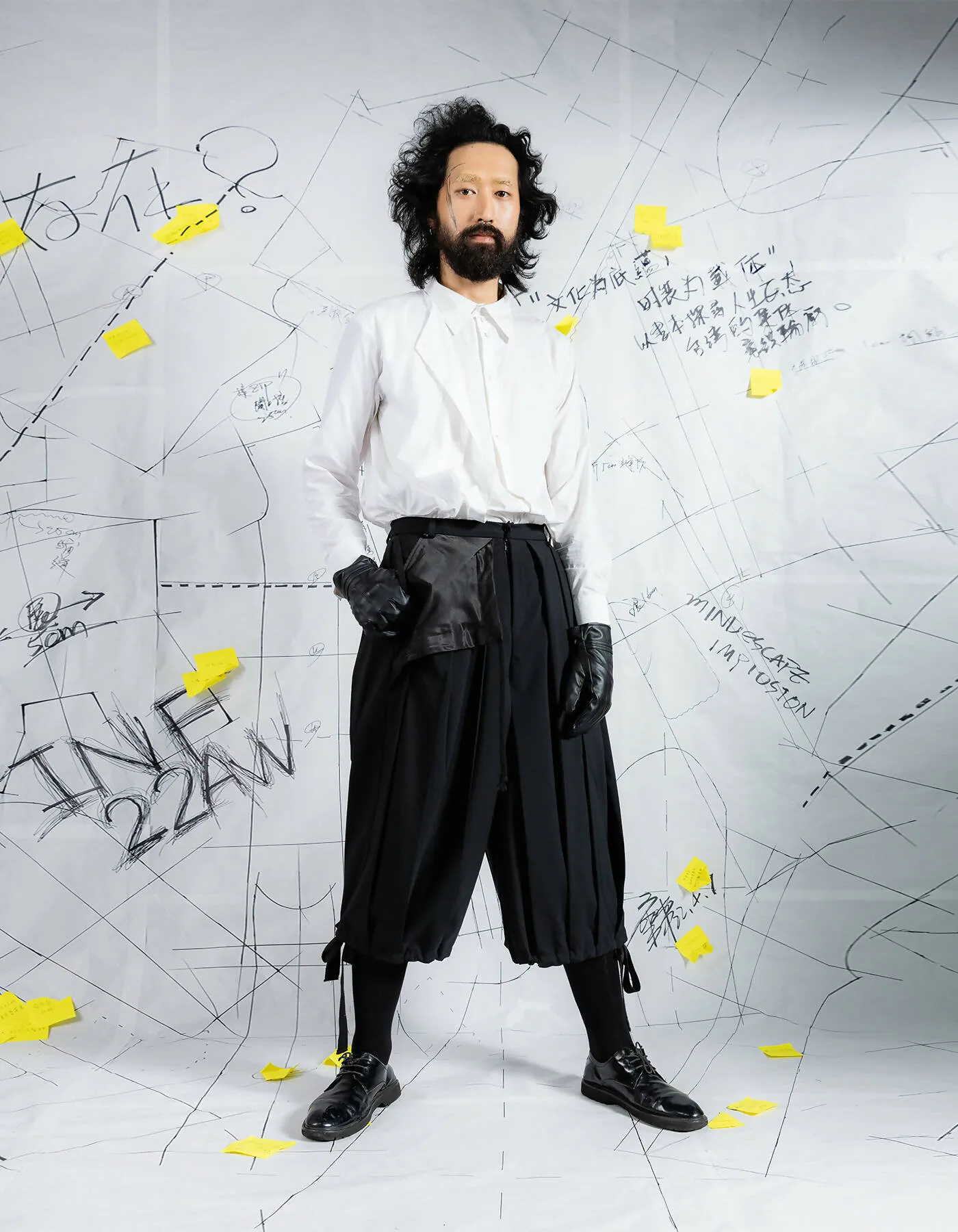 Deconstructed Pleated Wide-Leg Shorts
